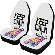 FMSHPON Set of 2 Car Seat Covers Keep Calm Cute Zebra Universal Auto Front Seats Protector Fits for Car,SUV Sedan,Truck
