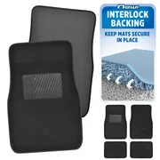 BDK INTERLOCK Car Floor Mats - Secure No-Slip Technology for Automotive Interiors - 4pc Inter-Locking Carpet (Black)