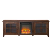 Manor Park Farmhouse Fireplace TV Stand for TVs up to 80", Dark Walnut