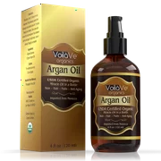 Virgin USDA Organic Moroccan Argan Oil for Hair & Skin, 4 fl. oz. USDA & ECOCERT Certified, Cold-Pressed, Unrefined 100% Pure Argan Oil for Skin, Hair & Nails, Convenient Pump Bottle