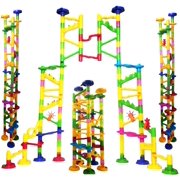 Big Marble Run Coaster Maze Toy 115 Pieces Building Set: 82 Blocks + 33 Safe Plastic Marbles. 250 Long Marble Tracks. STEM Learning Games for Toddlers. Kids Building Kits.