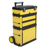 Stalwart Stackable Rolling Toolbox with Telescopic Comfort Grip Handle