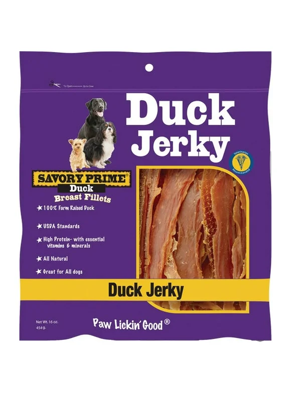 Savory Prime Natural Duck Jerky Dog Treats, 16 Oz.