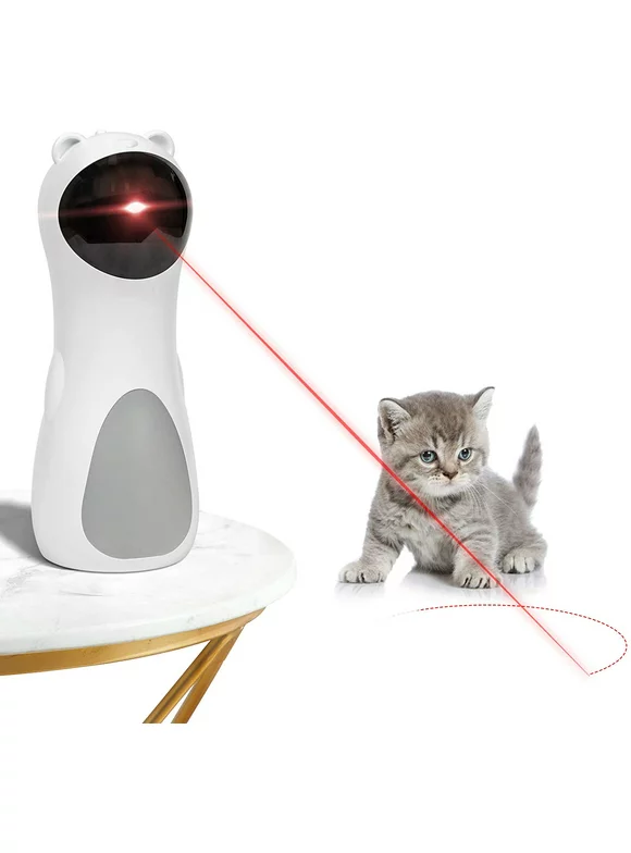 Cat Toy Automatic, Interactive Laser Toy for Kitten Dogs-USB Charging / Battery Powered , Placing High,5 Random Pattern,Automatic On/Off and Silent, Fast/ Slow Light Flashing Mode