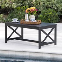 Cristian Outdoor Finished Acacia Wood Coffee Table, Black