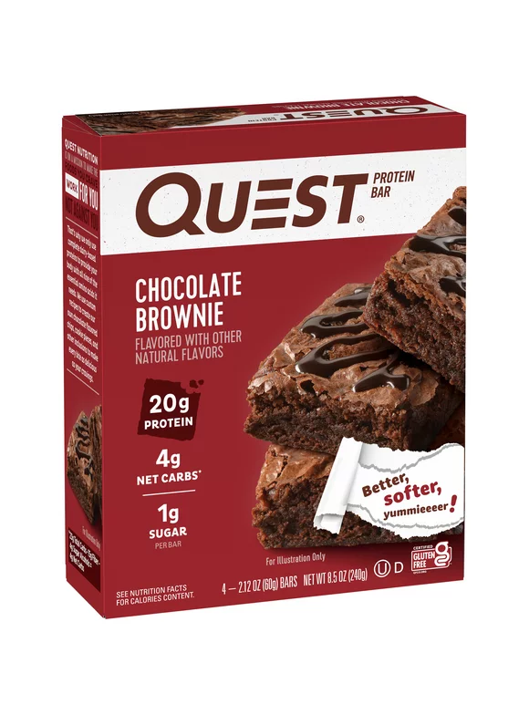 Quest Protein Bar, Chocolate Brownie, 20g Protein, 4 Count (3 pack)