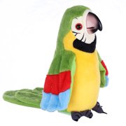Electric Talking Parrot Plush Toy Cute Talking Record Repeats Waving Wings Plush Bird Toy