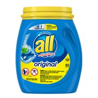 all Mighty Pacs Laundry Detergent, 4 in 1 Original, Tub, 60 Count