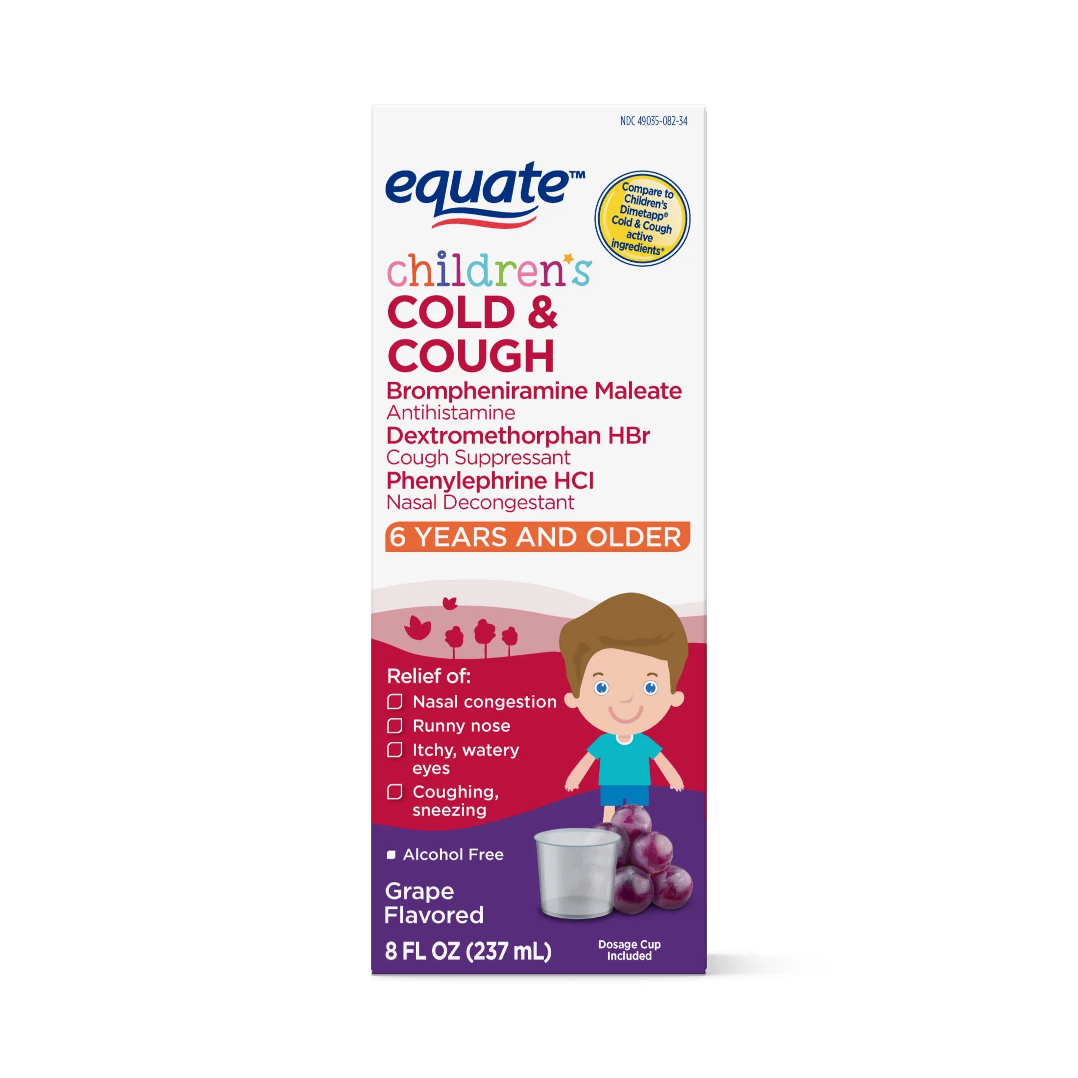 Equate Children's Cold and Cough, Red Grape Flavor, 8 oz