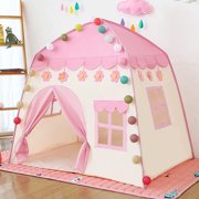 Lowestbest Indoor Portable Kids Children Tent, Kids Play House for Girls Boys, Birthday Gift Teepee with Carry Bag (Led Light), Pink