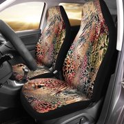 KXMDXA Set of 2 Car Seat Covers Colorful Bird Abstract Leopard Zebra Cloud Creation Creative Universal Auto Front Seats Protector Fits for Car,SUV Sedan,Truck
