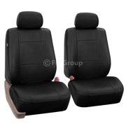 FH Group PU Leather Airbag Compatible Car Seat Covers for Sedan, SUV, Van, Truck, Two Front Buckets, Black