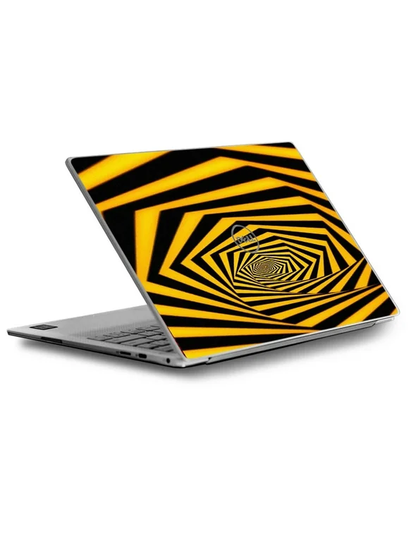 Skins Decals for Dell XPS 13 Laptop Vinyl Wrap / Black Yellow Trippy Pattern