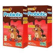 Yum-V's Chewable Probiotic for Kids, White Chocolate Flavored; Daily Dietary Supplement with Prebiotic Fiber, Kosher, Halal, Gluten Free (40 Count, 2-Pack)