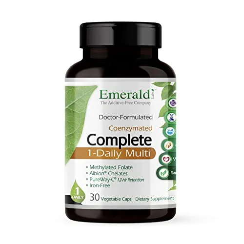 Emerald Labs Complete 1-Daily Multi - with Coenzymated B's, Methylated Folic Acid, Albion Chelated Minerals and PureWay-C - 30 Vegetable Capsules