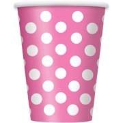 Polka Dot Paper Party Cups, 12 oz, Hot Pink & White, 6ct