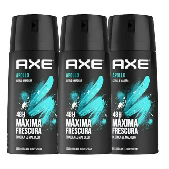 3 Pack Axe Apollo Mens Deodorant Body Spray, 150ml (5.07 oz)