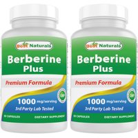 2 Pack - Best Naturals Berberine Plus 1000 mg per serving 60 Capsules - Berberine for  Healthy Blood Sugar Levels, Digestion & Immunity (Total 120 Capsules)
