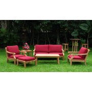 WholesaleTeak Outdoor Patio Grade-A Teak Wood 6 Piece Teak Sofa Set - Sofa, 2 Lounge Chairs, Ottoman, Coffee Table And Side Table -Furniture only --Giva Collection #WMSSGV5