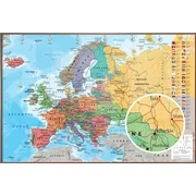 POLITICAL MAP OF EUROPE - FRAMED POSTER (ENGLISH VERSION) (SIZE: 36 x 24") (Shiny Copper Aluminum Frame)