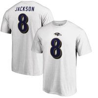 Lamar Jackson Baltimore Ravens NFL Pro Line by Fanatics Branded Authentic Stack Name & Number T-Shirt - White