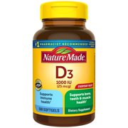 Nature Made Vitamin D3, 500 Softgels, Vitamin D 1000 IU (25 mcg) Helps Support Immune Health, Strong Bones and Teeth, & Muscle Function, 125% of the Daily Value for Vitamin D in Only One Daily Softgel