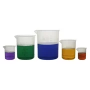 Laboratory Plastic Beaker Set of 5, Made of Premium Polypropylene with Raised Graduations - 50mL, 100mL, 250mL, 500mL, and 1000mL (Autoclavable)
