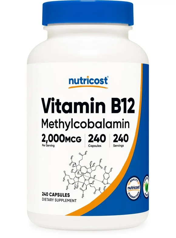 Nutricost Vitamin B12 2000mcg, 240 Capsules - Gluten Free & Non-GMO Supplement