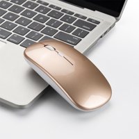 Wireless 2.4G Mouse Ultra-thin Silent Mouse Portable and Sleek Mice Rechargeable Mouse 10m/33ft Wireless Transmission (Gold)