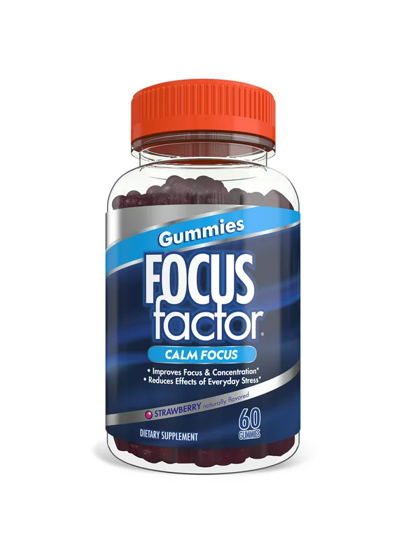 Focus Factor Calm Focus Gummies, 60 count - Clinically Studied Sensoril Ashwagandha for Stress Support + Focus & Concentration