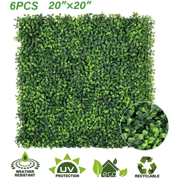 Ktaxon 20" x 20" Artificial Boxwood Plants Hedge Greenery 6PCS