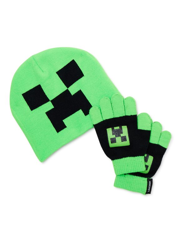 Minecraft Boys Beanie and Gloves Cold Weather Set, 2-Piece, One Size Fits Most
