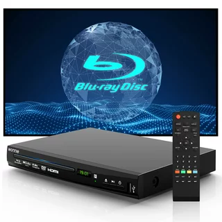 WONNIE Blu Ray DVD Player for TV, Portable Blu Ray Player with HDMI/AV/Coaxial Output, 1080P Full HD CD Player, Support Region A1 Blu Ray, USB Input, Built-in PAL/NTSC System