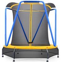 Zupapa 54 inch 4.5FT Indoor Small Trampoline for Kids Children Ultra Quiet Mini Toddler Baby Round Trampoline with Enclosure Net Bungee Cords Trampoline with Flower Modelling