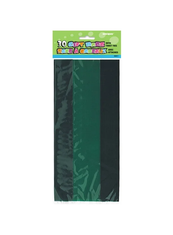 Unique Industries Green Solid Print Party Bags, 30 Count