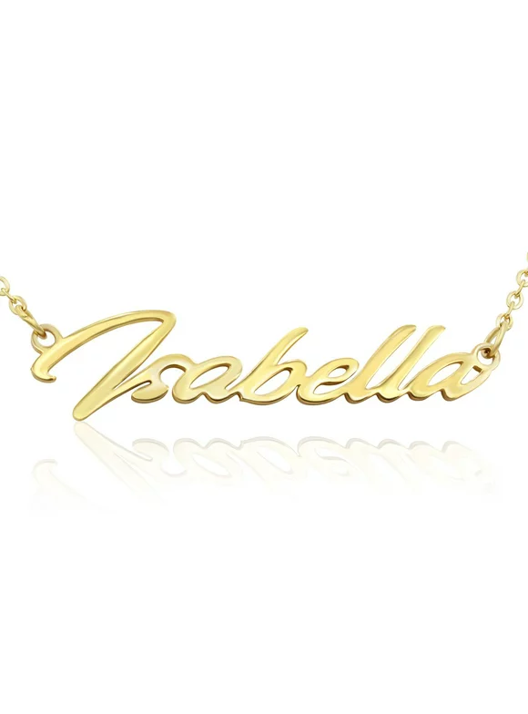 SuperJeweler Isabella Nameplate Necklace in Gold, 16 inches All Names Available for Women, Teens and Girls!