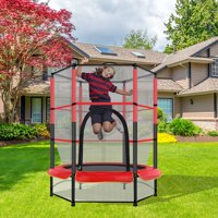 Pinkpaopao 55In Kids Trampoline With Enclosure Net Jumping Mat And Spring Cover Padding