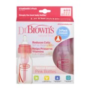 Dr. Brown's Original Baby Bottles, 4 Ounce, Pink, 3 Count