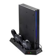PS4 Pro Console Stand with Cooling Fans, Controller Charging Station for Sony Playstation 4 Pro DualShock 4 Controllers with LED Charging Indicator