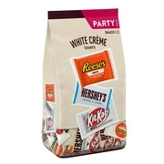 HERSHEY'S, REESE'S & KIT KAT Assorted White Crme Snack Size Candy Bars, Bulk, 32.6 oz, Party Bag (Approx. 59 Pieces)