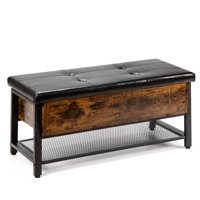 Gymax Storage Bench, Rustic Brown