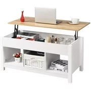 New Arrival offee Table Lift Top Wood Home Living Room Modern Lift Top Storage Coffee Table w/Hidden Compartment Lift Tabletop Furniture (White)