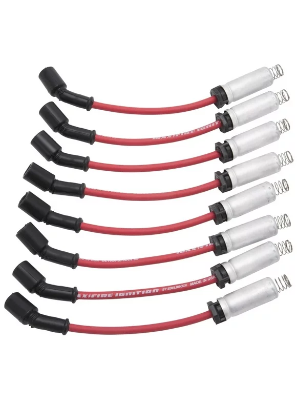 Edelbrock Spark Plug Wire Set LS Truck w/ Metal Sleeves 99-15 50 Ohm Resistance Red Wire (Set of 8)