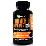 BE HERBAL Organic Turmeric Curcumin 1500mg with Ginger & Black Pepper - The Most Potent Certified Organic Turmeric Curcumin Supplement with 95% Curcuminoids - 120 Veg Capsules