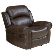 Noble House Charles Standard Bonded Leather Glider Recliner, Brown