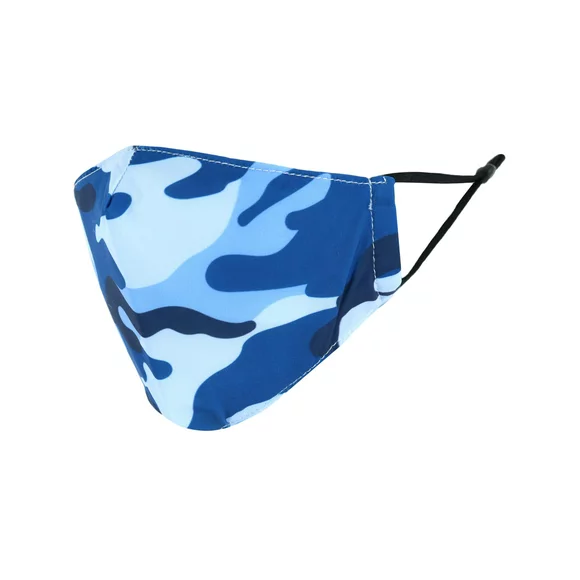 Care Cover Kid's Blue Camouflage Print Adjustable Face Mask