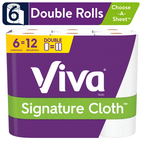 Viva Signature Cloth Choose-A-Sheet Paper Towels, White, 6 Double Rolls