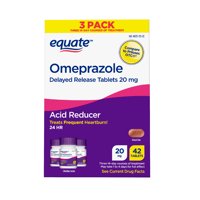 Equate Omeprazole Delayed Release Tablets 20 mg, treats frequent heartburn, 42 Count