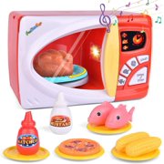 Kids Play Kitchen, Pretend Play Set with Toy Microwave, Play Foods and Accessories F-474