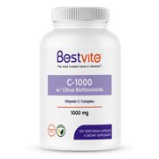 Vitamin C 1000mg per Capsule (120 Vegetarian Capsules) with Citrus Bioflavonoids - No Stearates - No Polyethylene Glycol - Vegan - Non GMO - Gluten Free
